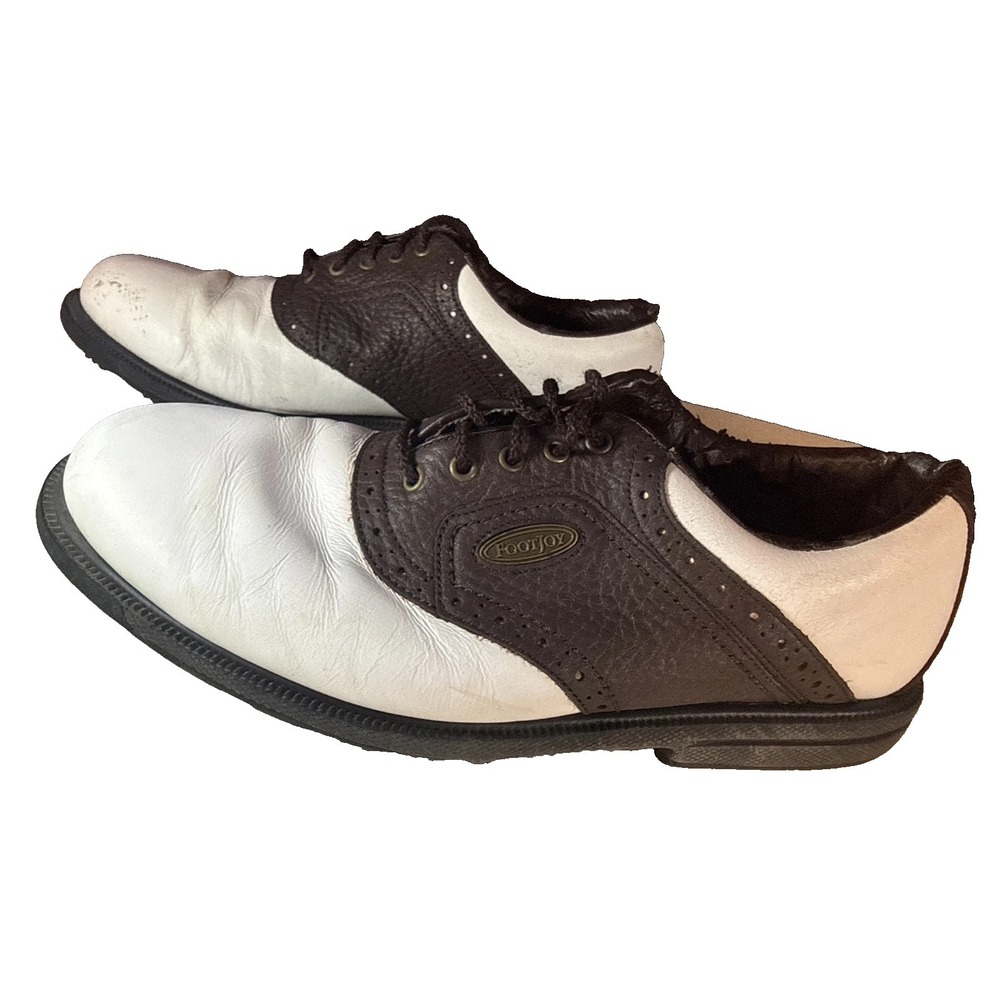 FootJoy Comfort White Brown Extra Comfort Saddle Oxford Men Golf Shoes Size 8.5